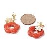 8 Pair 8 Color Alloy Enamel with Acrylic Imitation Gemstone Flower Dangle Stud Earrings EJEW-JE05237-4