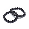 Synthetic Black Stone Bead Stretch Bracelets X-BJEW-K212-B-032-1
