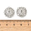 Flower Brass Micro Pave Clear Cubic Zirconia Bead Caps KK-V008-30P-3