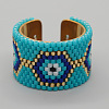 Adjustable Bohemian Style 304 Stainless Steel and Glass Seed Beads Cuff Rings FS-WG09053-10-1