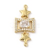Rack Plating Brass Pave Clear Cubic Zirconia Connector Charms KK-A190-09G-1