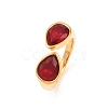 304 Stainless Steel with Glass Cuff Open Rings RJEW-Z125-03G-02-4