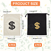 4Pcs 2 Colors Canvas Drawstring Bags ABAG-NB0001-69A-2