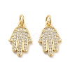 Rack Plating Brass Micro Pave Clear Cubic Zirconia Pendants KK-C063-13G-1