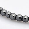 Non-magnetic Hematite Beaded Ball Stretch Bracelets for Valentine's Day Gift BJEW-M066-A-02-2