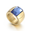 304 Stainless Steel & Glass Finger Rings FS-WGBA2F3-23-1