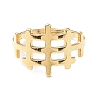 Ion Plating(IP) 304 Stainless Steel Hollow Out Rectangle Adjustable Ring for Women RJEW-I097-04G-2