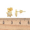 Brass Micro Pave Clear Cubic Zirconia Stud Earrings EJEW-M076-03G-3