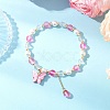 Frosted Dyed Synthetic Moonstone & Shell Pearl Round Beads Stretch Bracelets BJEW-JB11822-04-1
