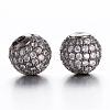 Round Brass Micro Pave Cubic Zirconia Beads ZIRC-N016-01B-10mm-1