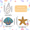 6Pcs 3 Style Beach Theme Glitter Cloth Patches PATC-FG0001-18-2