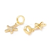 Brass Cubic Zirconia European Dangle Charms KK-B037-14G-2