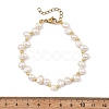 Natural Cultured Freshwater Pearl & Brass Beaded Bracelets for Women BJEW-JB13871-4
