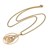 201 Stainless Steel Oval with Hollow Juses Pendant Necklaces NJEW-K283-05G-2