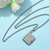 304 Stainless Steel Book Pendant Necklaces for Women NJEW-U037-01A-P-1