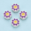 925 Sterling Silver Enamel Beads STER-T008-36B-1