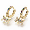 Brass Micro Pave Colorful Cubic Zirconia Dangle Hoop Earrings EJEW-S208-074-2