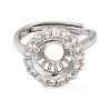 Rack Plating Round Brass Micro Pave Cubic Zirconia Adjustable Ring Components KK-Q819-05P-2