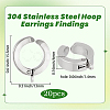 20Pcs 304 Stainless Steel Hoop Earrings Findings STAS-BBC0010-22-2