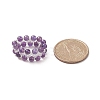 Natural Amethyst & Glass Braided Beaded Stretch Ring for Women RJEW-JR00546-02-4