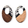 Opaque Resin & Walnut Wood Pendants RESI-N039-62C-3