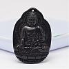 Natural Obsidian Large Cameo Pendants G-K124-02H-1
