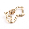 Brass Micro Pave Clear Cubic Zirconia Screw Carabiner Lock Charms ZIRC-I041-06G-3