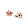 Brass Pave Cubic Zirconia Flower Links Connector Charms KK-H089-34G-05-3