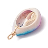 Spray Painted Natural Cowrie Shell Deep Sky Blue Pendants PALLOY-JF04260-02-5