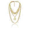 Alloy Disc Pendant 3 Layer Necklaces for Women FS-WGAC560-01-2