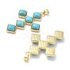 Dyed Synthetic Turquoise Rhombus Cross Pendants KK-P330-10G-2