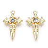 Alloy with Rhinestone Pendants PALLOY-N176-12KCG-NR-2