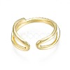 Clear Cubic Zirconia Wrapped Open Cuff Ring for Women RJEW-N035-088-2