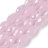 Opaque Solid Color Electroplate Glass Beads Strands EGLA-N013-J4mm-B01-1