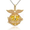 Golden Tone Brass Hollow Round Cage Pendants KK-J237-06G-3