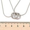 304 Stainless Steel Double Layer Snake Chain 2-Ring Link Necklaces NJEW-R017-01P-5