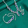 Teardrop Brass Rhinestone Necklaces & Link Bracelets & Stud Earring Sets FS-WGE0FD5-01-2