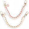 2Pcs 2 Colors Alloy Flower Phone Hand Strap Chains AJEW-SC0004-10B-1