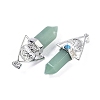 Natural Green Aventurine Faceted Pointed Bullet Big Pendants G-H076-02P-014-2