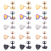 30Pcs 5 Colors Ion Plating(IP) Heart Shape 304 Stainless Steel Stud Earring Findings EJEW-DC0001-01-1