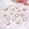 17Pcs 17 Style Crystal Rhinestone Teardrop & Star & Horse Eye Finger Rings Set JR937A-3