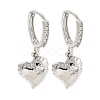 Heart Brass Micro Pave Clear Cubic Zirconia Huggie Hoop Dangle Earrings for Women AJEW-U003-03P-1