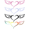 Gorgecraft 16 Sheets 4 Colors Heart with Wing PVC Waterproof Car Stickers DIY-GF0008-97-1