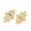 Brass Micro Pave Marine Blue Cubic Zirconia Connector Charms CU-CBAB719-07G-B-2