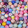 Printed Round with Leopard Print Pattern Silicone Focal Beads SI-JX0056A-08-4