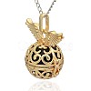 Golden Tone Brass Hollow Round Cage Pendants KK-J234-02G-2