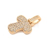 Brass Micro Pave Clear Cubic Zirconia Pendants KK-B099-01G-T-2