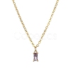 Glass Rectangle Pendant Necklace with Golden Brass Cable Chains Necklace for Women NJEW-FZ00011-5