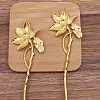 Alloy Lotus Hair Sticks for Enamel OHAR-PW0006-24B-1