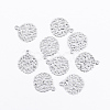 Flat Round Brass Flower Filigree Findings Charms Pendants X-KK-O015-05S-1